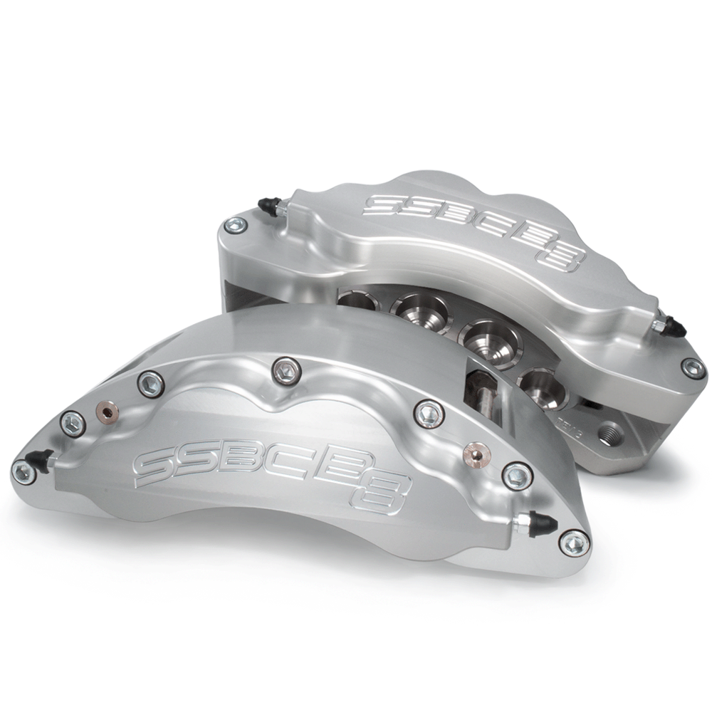 American Made B8-Barbarian 8 Piston Billet Aluminum Direct Fit Front Caliper Upgrade Kit. Clear A404-30A