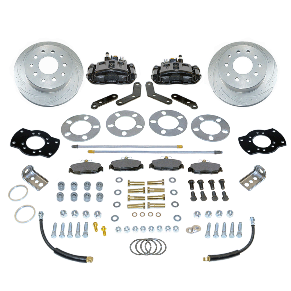 New Direct Fit Rear Drum to Disc Brake Conversion Kit W/DS Rotors. Black A111-2BK-DS