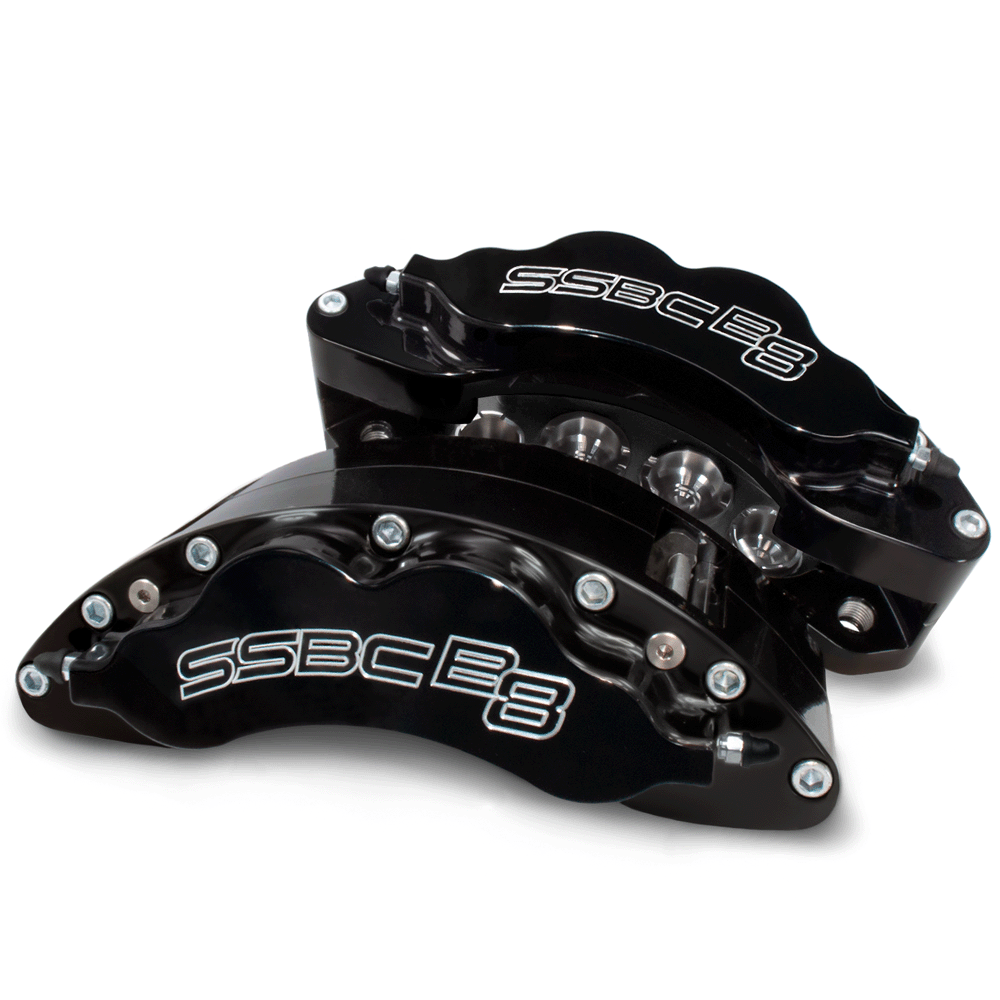 American Made 4 Wheel B8-Barbarian 8 Piston Direct Fit Billet Aluminum Big Brake Bundle. Black A404-2223BLK-BBB