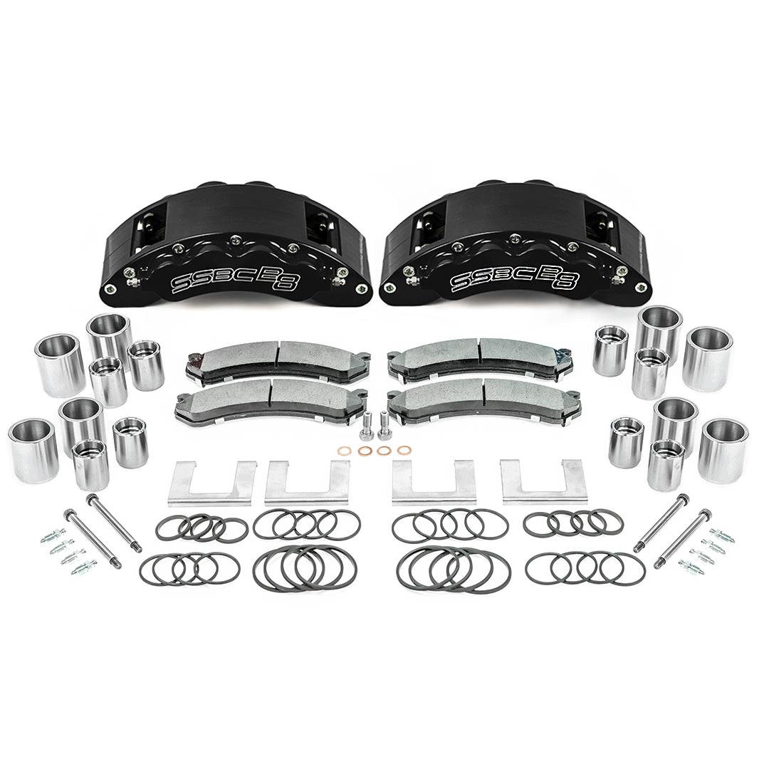American Made 4 Wheel B8-Barbarian 8 Piston Direct Fit Billet Aluminum Big Brake Bundle. Black A404-30A31BLK-BBB