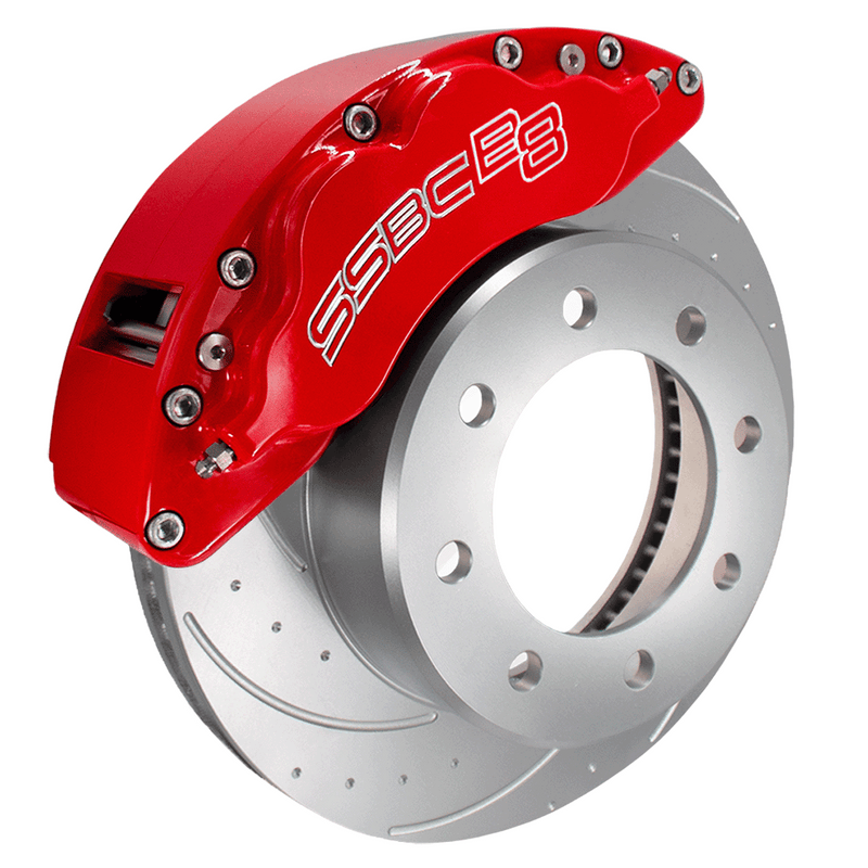 American Made 4 Wheel B8-Barbarian 8 Piston Direct Fit Billet Aluminum Big Brake Bundle. Red A404-30A31R-BBB