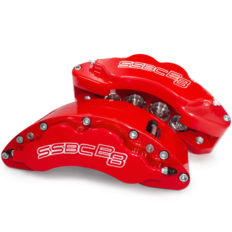American Made 4 Wheel B8-Barbarian 8 Piston Direct Fit Billet Aluminum Big Brake Bundle. Red A404-30A31R-BBB