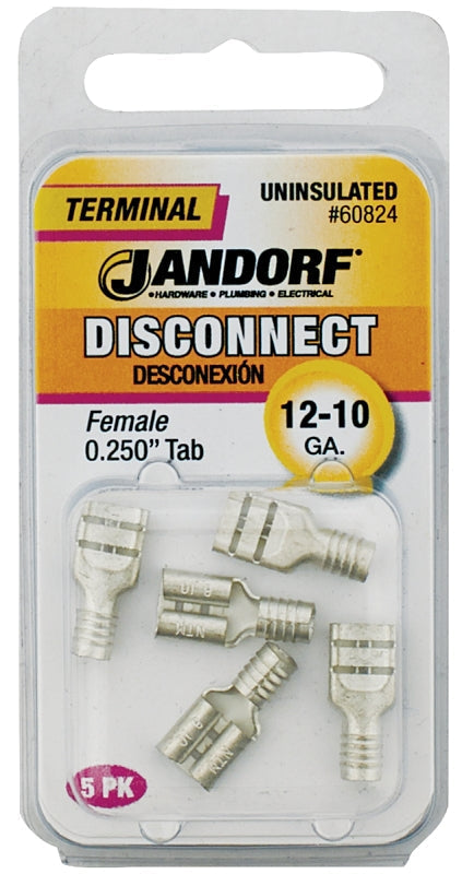 Disconnect Terminal, 12 to 10 AWG Wire, Copper Contact, Tin, 5/PK #60824 Jandorf