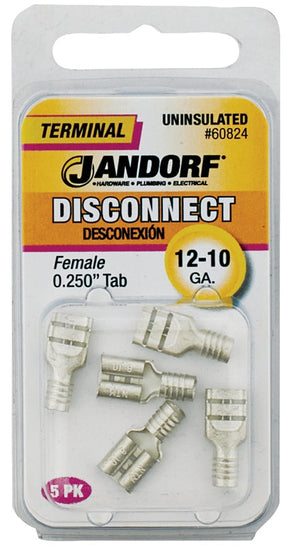 Disconnect Terminal, 12 to 10 AWG Wire, Copper Contact, Tin, 5/PK #60824 Jandorf