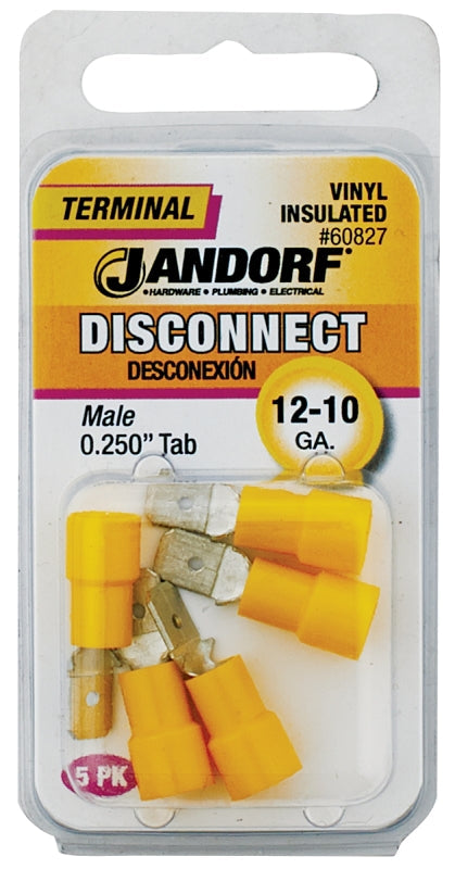 Disconnect Terminal, 12 to 10 AWG Wire, Vinyl Insulation, Copper Contact, Yellow #60822 Jandorf