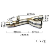 Downpipe Exhaust Y Middle Pipe Exhaust for 2006-2019 Yamaha YZF-R6 R600