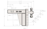Bulletproof Extreme Duty 8” Drop/Rise Trailer Hitch 3" Box Steel Shank