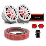 8" Loaded Flat Mount Speaker Pods with Amplifier, Installation Kit and RGB LED Lights, Package for Can-Am Spyder & Ryker DS18