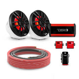 6.5" Loaded Flat Mount Speaker Pods with Amplifier, Installation Kit and RGB LED Lights, Package for Can-Am Spyder & Ryker