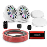 6.5" Loaded Flat Mount Speaker Pods with Amplifier, Installation Kit and Digital LED Lights, Package for Can-Am Spyder & Ryker