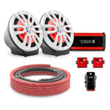 8" Loaded Flat Mount Speaker Pods with Amplifier, Installation Kit and RGB LED Lights, Package for Can-Am Spyder & Ryker DS18