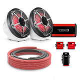 8" Loaded Flat Mount Speaker Pods with Amplifier, Installation Kit and RGB LED Lights, Package for Can-Am Spyder & Ryker DS18