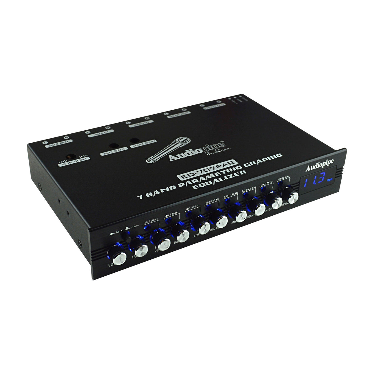 Audiopipe 7 Band Parametric Graphic Equalizer with 9V Line Driver (EQ-707PAR） Audiopipe