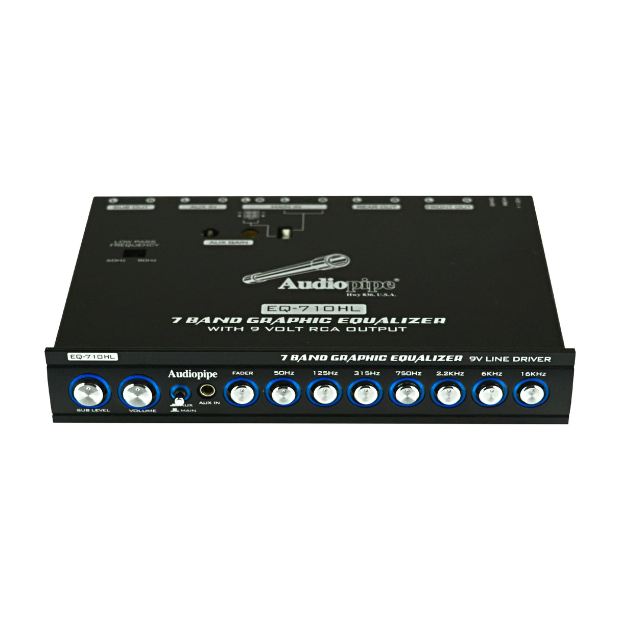 Audiopipe 7 Band Graphic Equalizer with Hi/Lo 9V Line Driver (EQ-710HL) Audiopipe