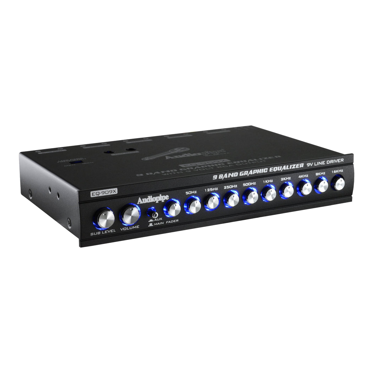 Audiopipe 9 Band Graphic Equalizer with 9 V LINE DRIVER (EQ-909X) Audiopipe