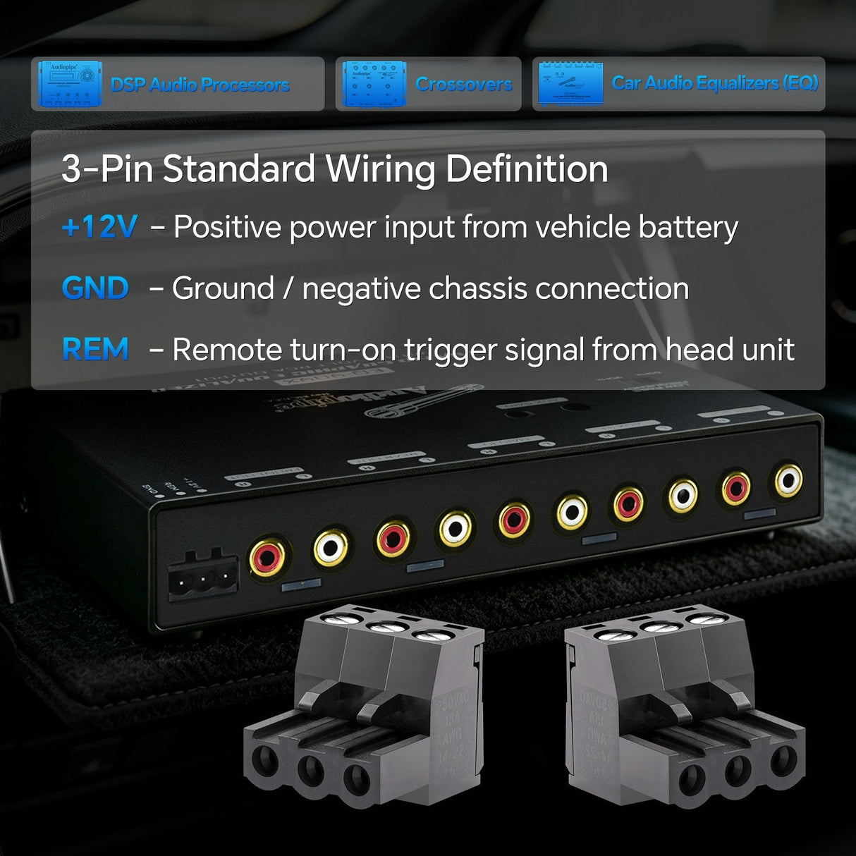 3-Pin 12V Molex Power Connector (EQ-CON-12V), Sold Individually Audiopipe