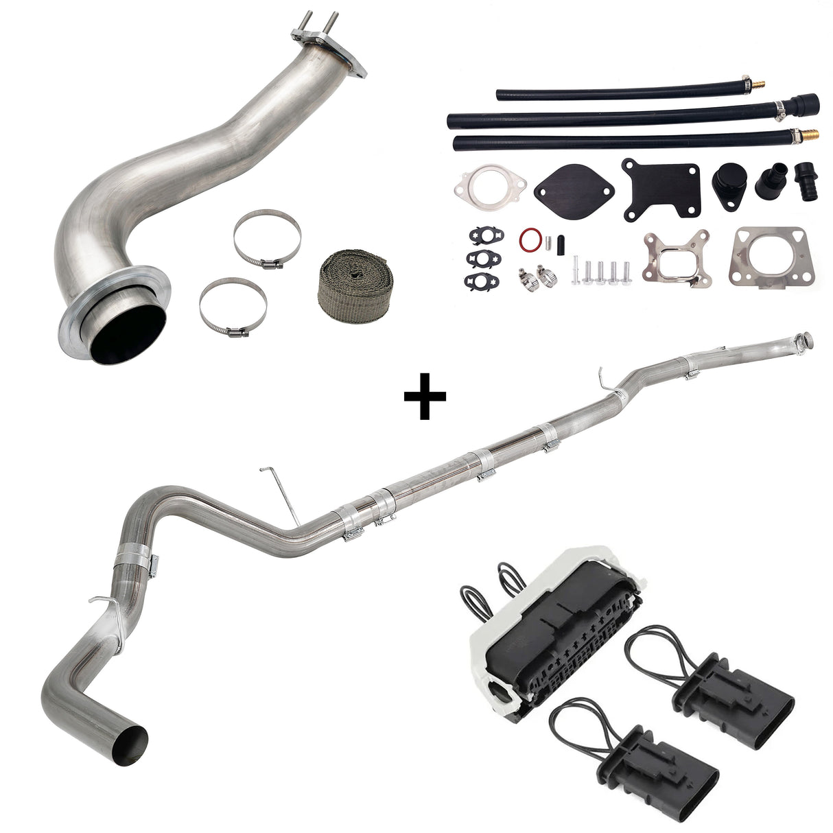 TruckTok 2020-2023 6.6L Duramax L5P 4" DPF Delete pipe & 3.5" Downpipe w/EGR Delete kit TruckTok