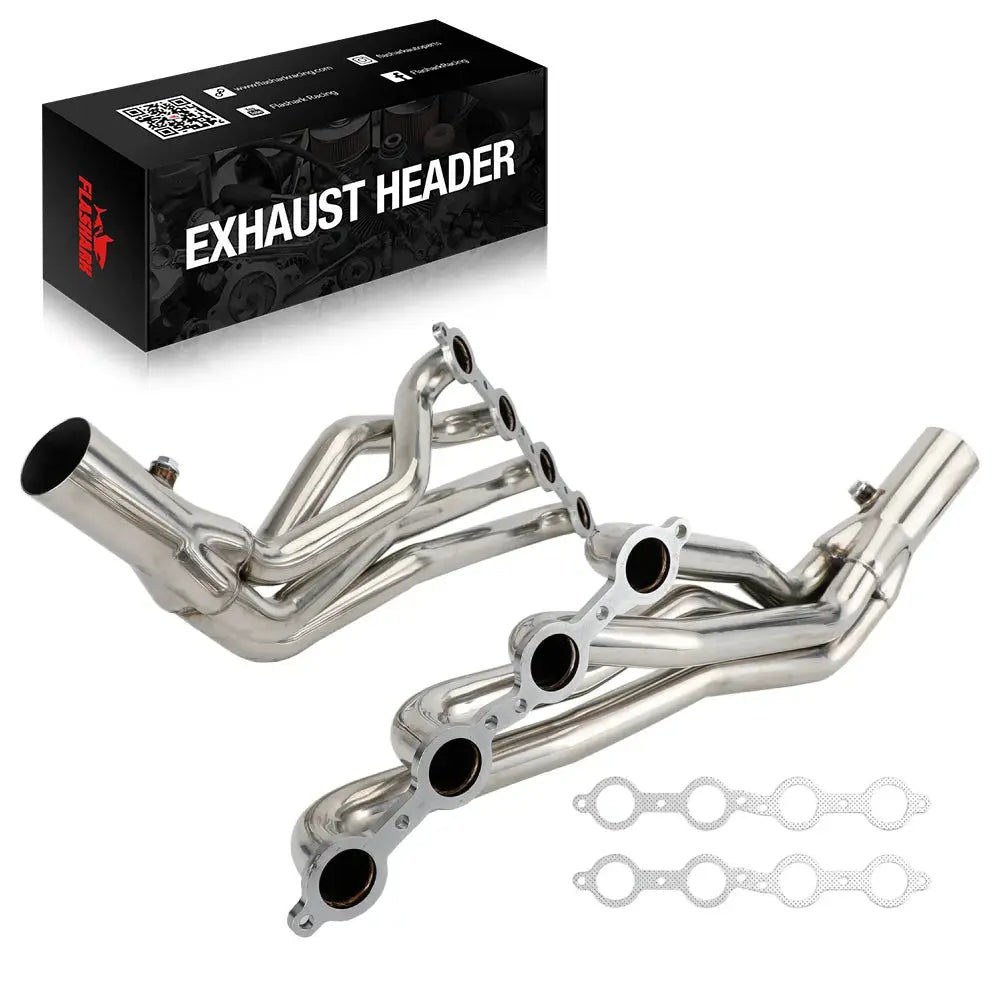 Long Tube Headers for 2007-2014 Chevy Silverado/Suburban/Tahoe GMC Sierra/Yukon Cadillac Escalade 4.8L/5.3L/6.0L/6.2L Vortec Flashark