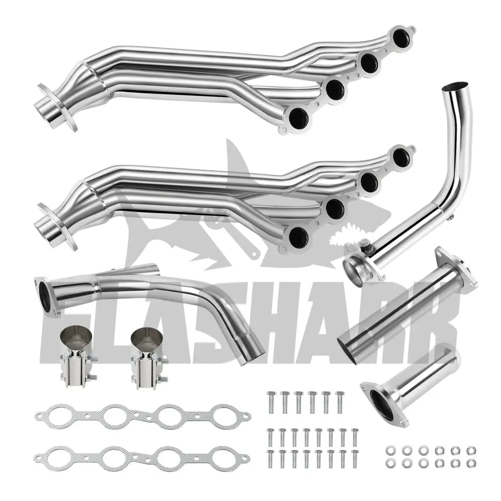 Long Tube Headers for 2007-2014 Chevy Silverado/Suburban/Tahoe GMC Sierra/Yukon Cadillac Escalade 4.8L/5.3L/6.0L/6.2L Vortec Flashark