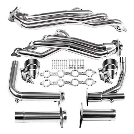 Long Tube Headers for 2007-2014 Chevy Silverado/Suburban/Tahoe GMC Sierra/Yukon Cadillac Escalade 4.8L/5.3L/6.0L/6.2L Vortec Flashark