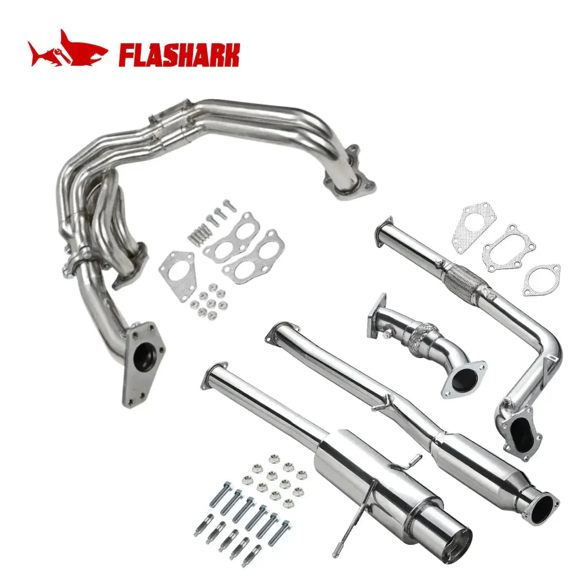 Exhaust Header Up Pipe All in One Kit for 2002-2007 Subaru Impreza WRX/STi Sedan/Wagon 4-Door 2.0L 2.5L Flashark