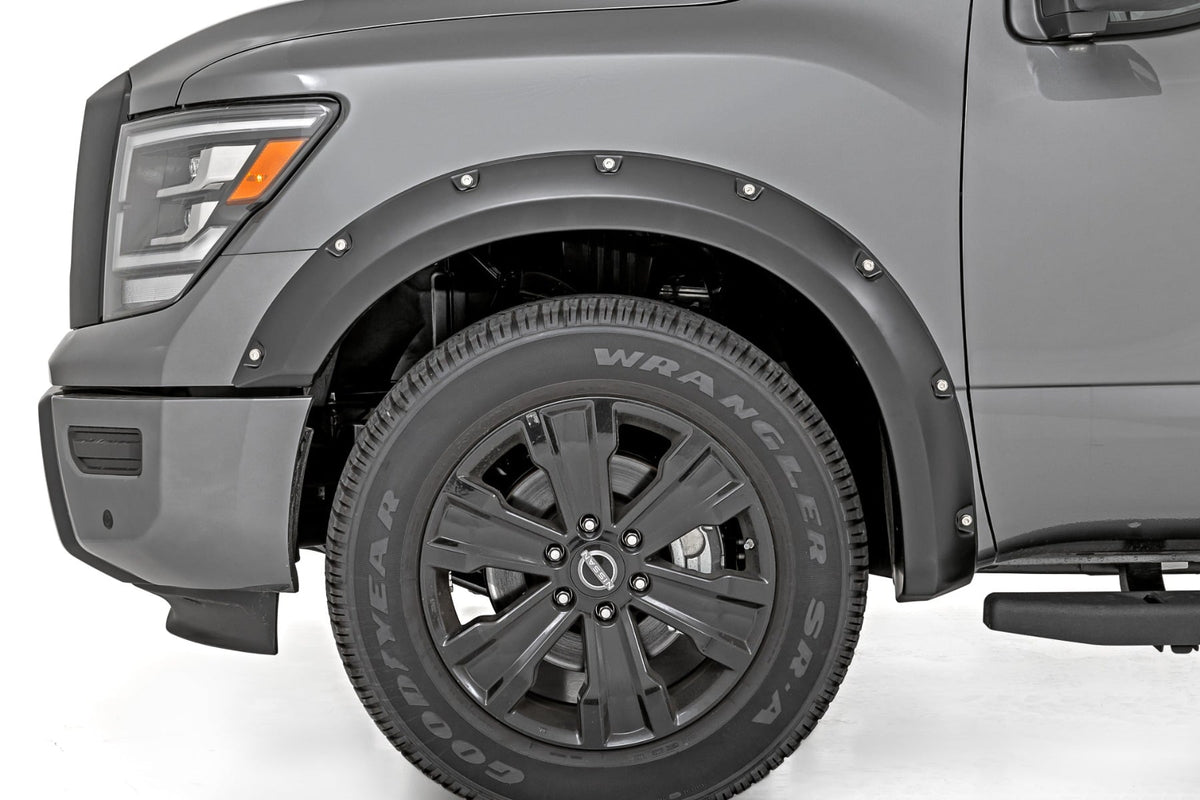 Pocket Fender Flares Crew Cab W/O Emblem Gloss Black Nissan Titan (17-24) Rough Country