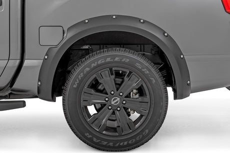 Pocket Fender Flares Crew Cab W/O Emblem Gloss Black Nissan Titan (17-24) Rough Country