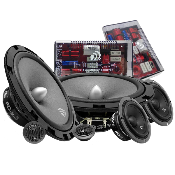 Massive audio FC6.3 - 6.5" High Quality 3-Way 150 Watts RMS Component Speaker Kit