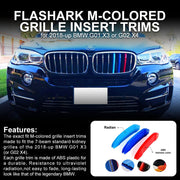 M-Colored Stripe Grille Insert Trims Compatible with BMW 11-20 X3 X4 Flashark