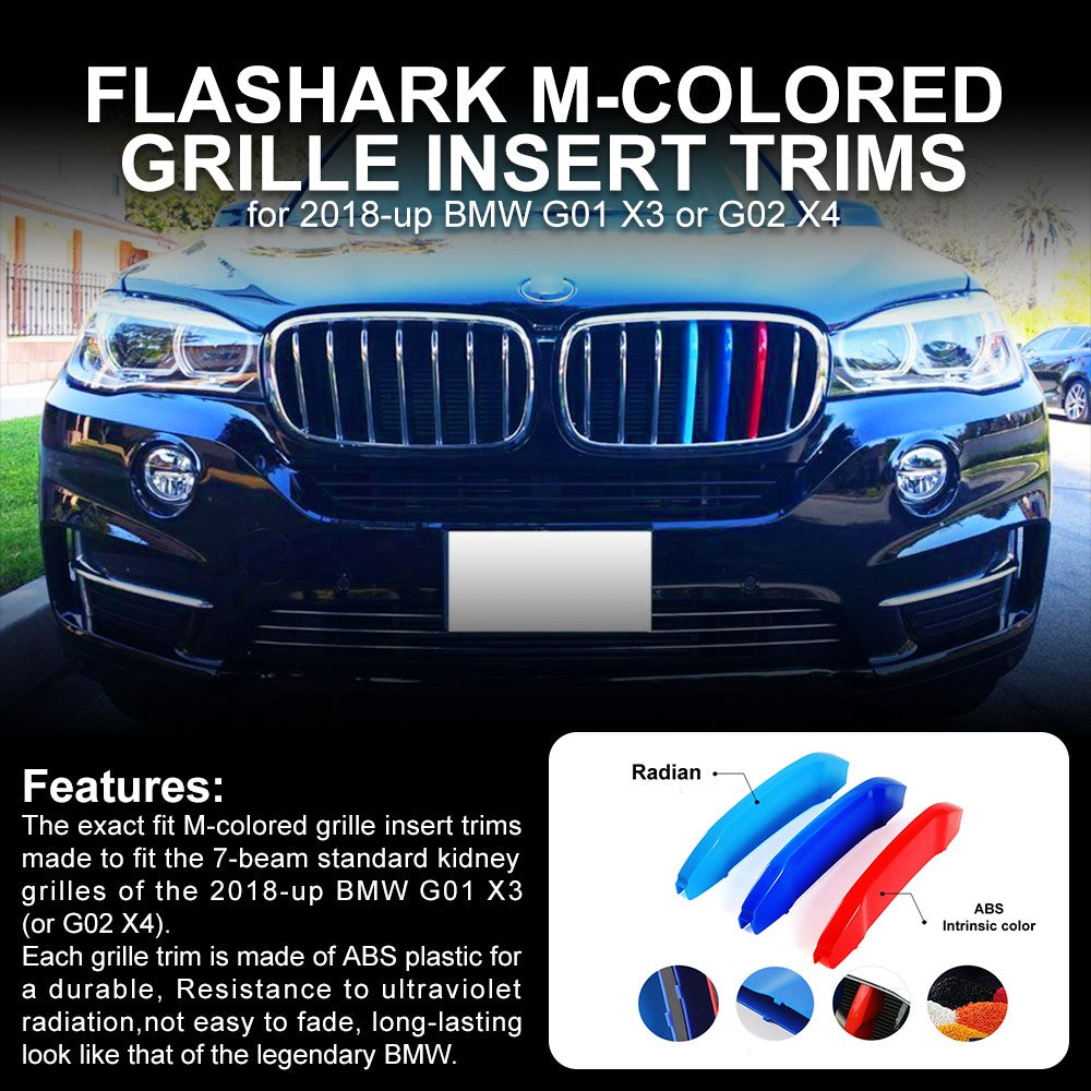 M-Colored Stripe Grille Insert Trims Compatible with BMW 11-20 X3 X4