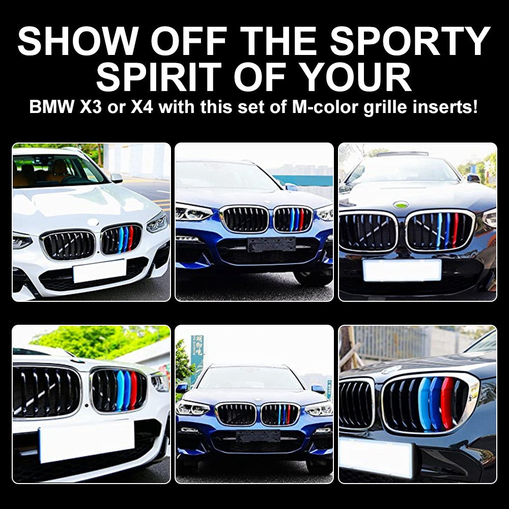 M-Colored Stripe Grille Insert Trims Compatible with BMW 11-20 X3 X4 Flashark