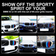 M-Colored Stripe Grille Insert Trims Compatible with BMW 11-20 X3 X4 Flashark