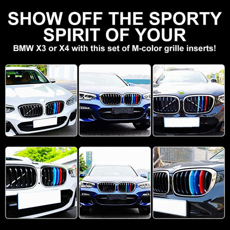 M-Colored Stripe Grille Insert Trims Compatible with BMW 11-20 X3 X4