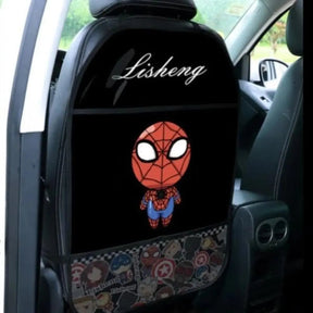 Seat Protector Mat Backseat Child Kick Guard Premium PU Material Spider Man Flashark