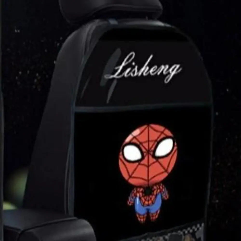 Seat Protector Mat Backseat Child Kick Guard Premium PU Material Spider Man Flashark