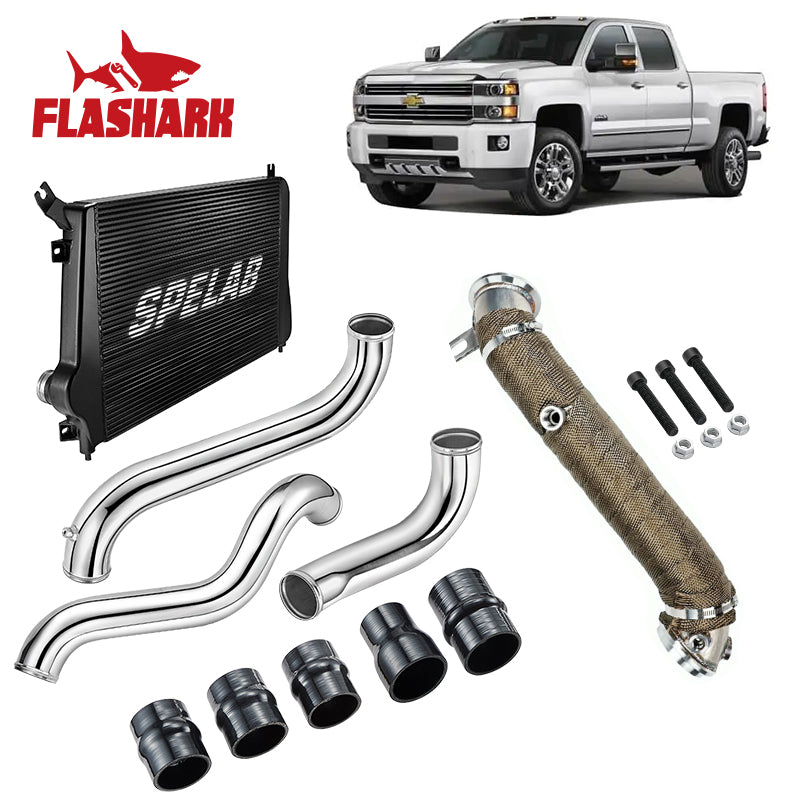 2011-2016 Chevy/GMC 6.6L LML Duramax Diesel 3 inch Downpipe Exhaust Intercooler Pipe Kit Flashark