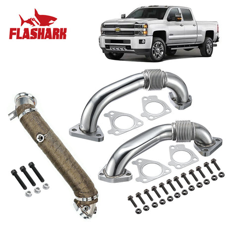 2011-2016 Chevy/GMC 6.6L LML Duramax Diesel 3 inch Downpipe Exhaust Intercooler Pipe Kit Flashark