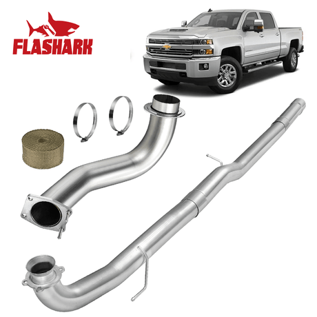 3.5'' Downpipe Exhaust For 2017-2023 Chevy/GMC Silverado/ Sierra L5P Duramax Diesel 6.6L Flashark