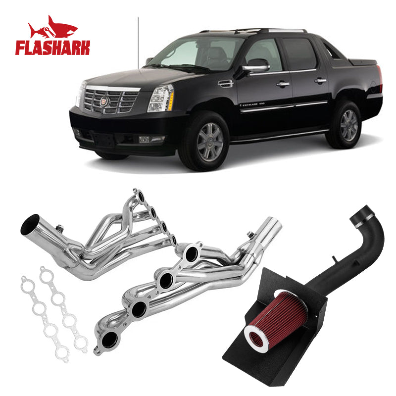 Long Tube Headers for 2007-2014 Chevy Silverado/Suburban/Tahoe GMC Sierra/Yukon Cadillac Escalade 4.8L/5.3L/6.0L/6.2L Vortec Flashark