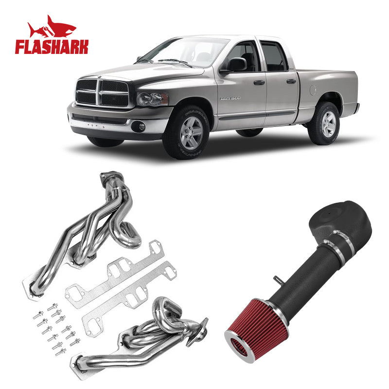 Exhaust Header for 1994-2004 Dodge Ram 1500, 2500, 3500, Dakota, Durango 5.2L/5.9L Magnum V8 Flashark
