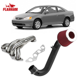 Short/Long Tube Headers For 2001-2005 Honda Civic DX/LX/EX D17A1/D17A2 1.7L 4CYL Flashark