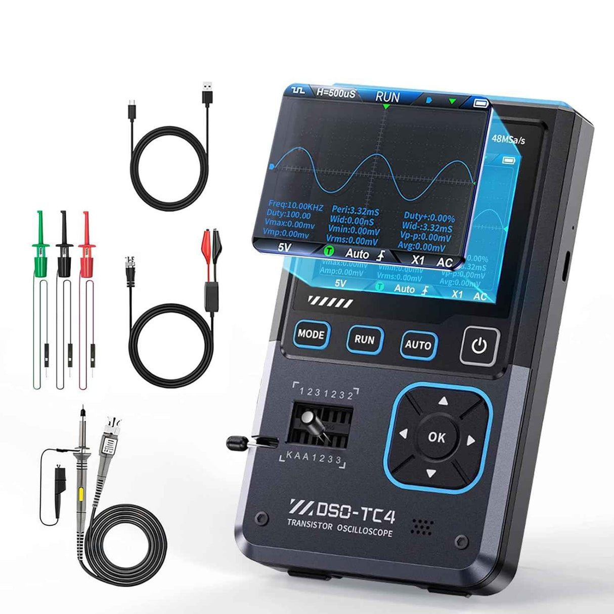 FNRSI DSO-TC4 3-in-1 Digital Oscilloscope/Transistor Tester/Signal Generator Mini