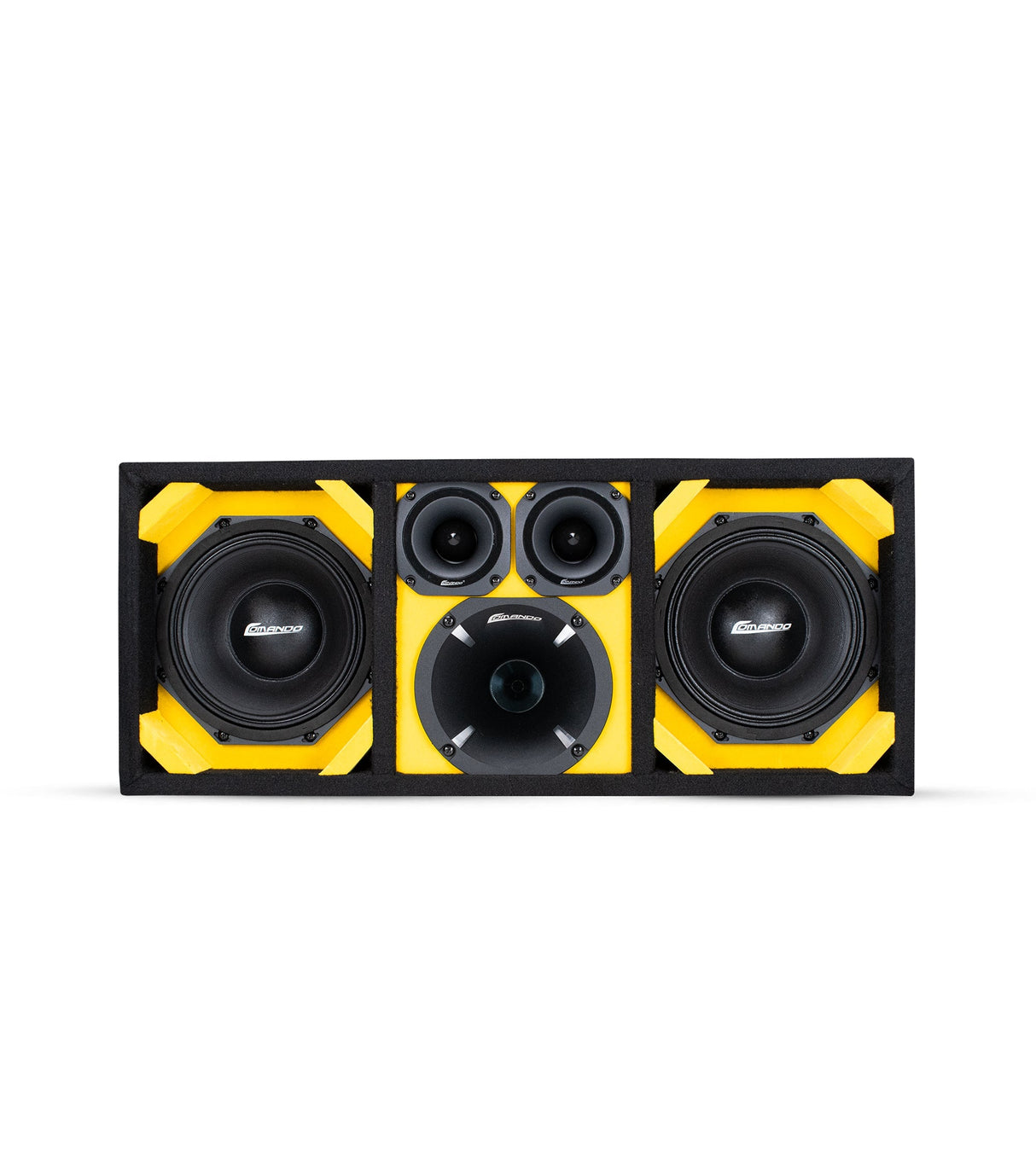 KTPON-208YELLOW / DUAL 8'' YELLOW/BLACK LOADED PORTED  BOX (Tweeters + Driver) Comando Audio Inc.