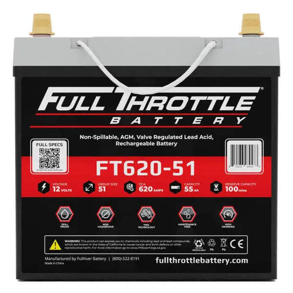 Full Throttle Battery FT620-51 High Performance AGM Battery
