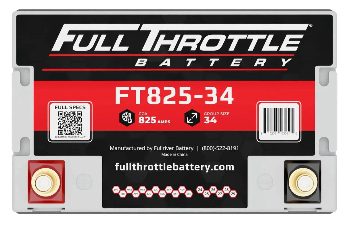 Full Throttle Battery FT825-34 High Performance AGM Battery