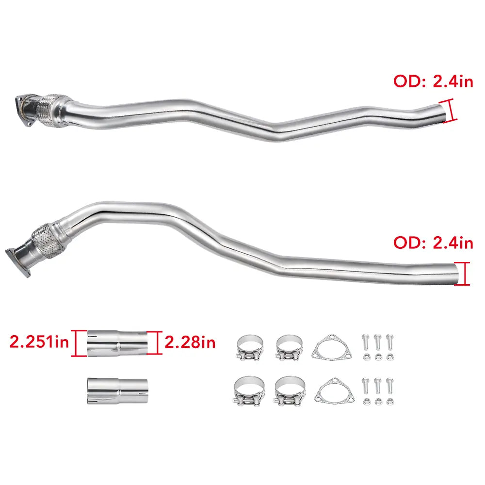 Flashark 2.4" Stainless Steel Downpipe Exhaust for 2010-2016 Audi S4 B8/B8.5 3.0T V6