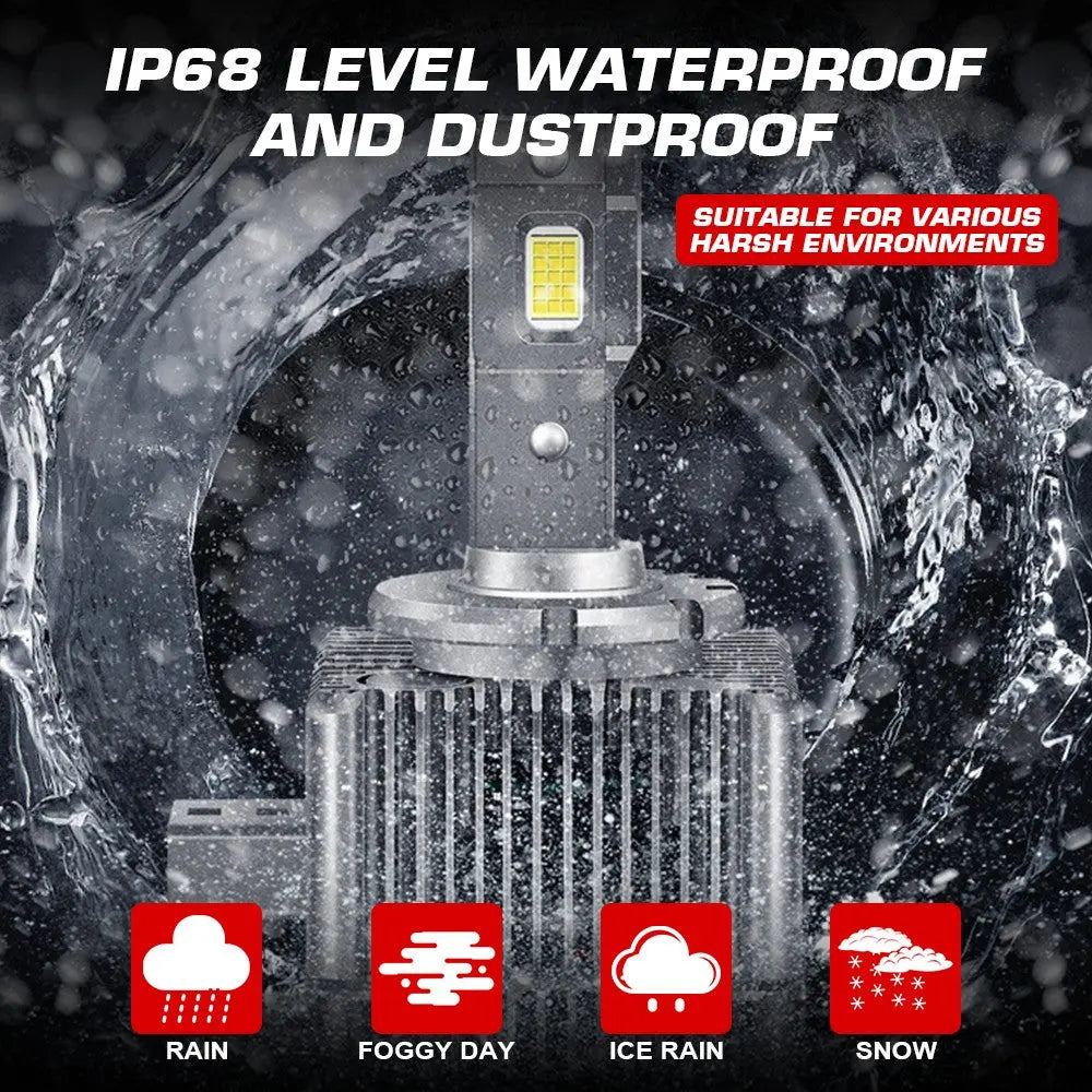 D1S D3S D8S LED Headlight Bulbs 70W 8600LM 6000K White | 2 Bulbs