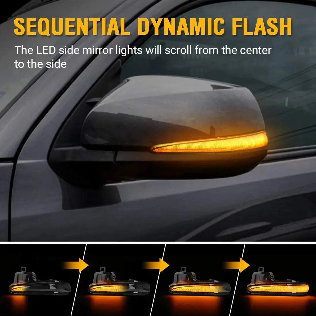 LED Side Mirror Turn Signal Lights, Sequential Dynamic Indicator Strip for 2016-2021 Toyota Tacoma, 2019-2021 RAV4 XA50,2020 Highlander XU70, Alphard Velltire Lexus LM