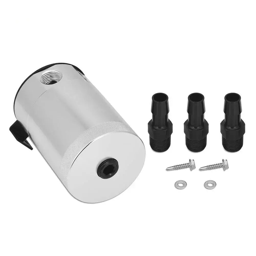 Flashark Universal Aluminum Racing Baffled 3-Port Oil Catch Can