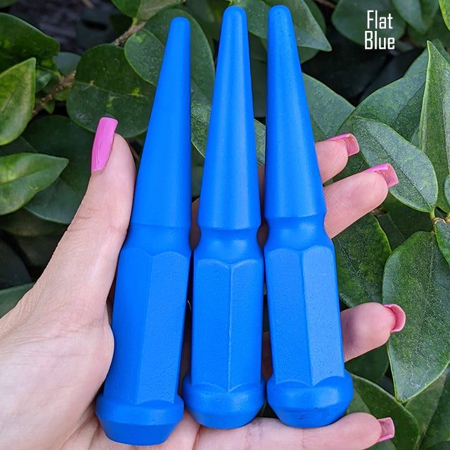 24 Pc 14x1.5 Spike Lug Nuts 4.5" Tall - Powder Coated - Various Colors
